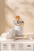 FOBENTA Utensil Holder, 7.3’’+5.4’’ Ceramic Kitchen Utensil Holder - Image 3