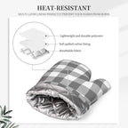 Buffalo Plaid White and Grey Oven Mitts and Pot Holders Set - Image 4