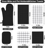Oven Mitts Kitchen Towels and Dishcloths Pot Holders Sets, Oven Gloves Kitchen - Image 2