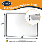 6 Pack Big Size Baking Sheet Pan, Aluminum Commercial Cookie Sheet Pan - Image 5