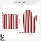 Abstract Red and White Striped Oven Mitts and Pot Holders Set - Image 3
