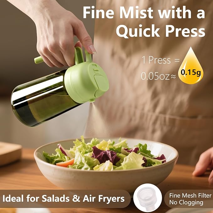 SWEET VIEW 2PCS Olive Oil Dispenser and Oil Sprayer – 16oz/470ml Glass - Image 3