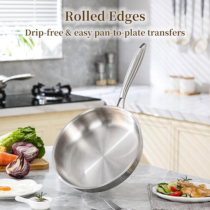 DELARLO Tri-ply Stainless Steel Frying Pan Set - Image 4
