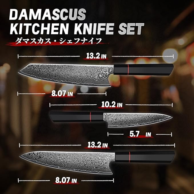 TIVOLI Damascus Knife Set 3PCS - Image 7