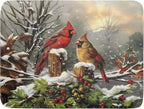 Winter Dish Drying Mat for Kitchen Counter 18x24 Inch Red Birds Cardinal Tree by Aytipun