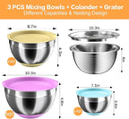Nicdiet Mixing Bowls with Airtight Lids, Stainless Steel Mixing Bowl Set with 3 - Image 7
