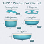GIPP 5pcs Pots and Pans Set Non Stick, Nonstick Cookware Set Detachable Handle - Image 3