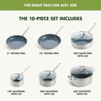 GreenPan Treviso 10 Piece Cookware Set, Non-Toxic PFAS-Free Stainless Steel - Image 6