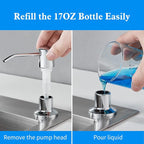 Built in Soap Dispenser for Kitchen Sink, Chrome Stainless Steel Countertop - Image 4