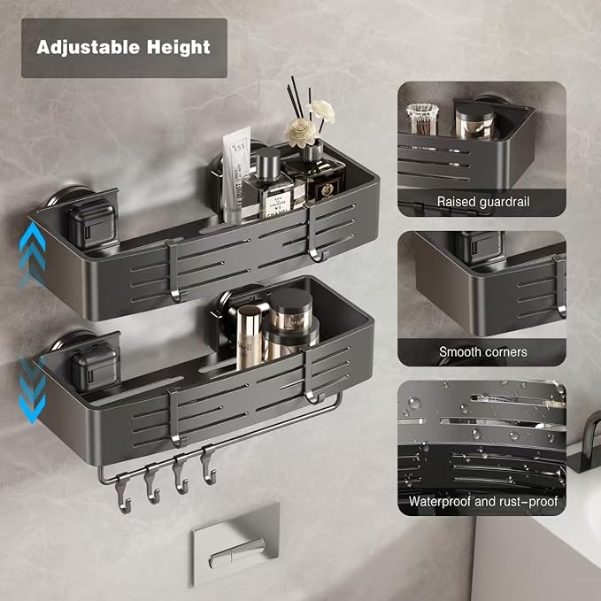 Voldra Shower Caddy Suction Cup, 3 Pack Shower Shelves - Image 3