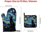 LOKMU Oven Mitts and Pot Holders Set of 3, Starry Night and Black Cat Heat - Image 3