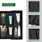 Utoplike Bamboo Drawer Organizer Kitchen Utensils, Adjustable Black Silverware - Image 5