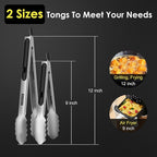 Stainless Steel Tongs for Cooking, Heat Resistant 600 Degrees Metal Kitchen - Image 2
