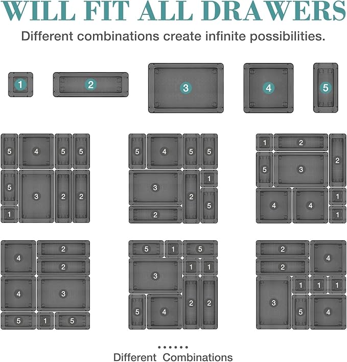 StorMiracle 13 PCS Drawer Organizer Set, 5 Varied Size Bathroom and kitchen - Image 4