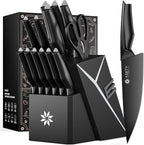 Kitchen Knife Sets with Block -15 PCS Knife Set with Bulti-in Sharpener by ASETY