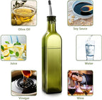 Leaflai 2 Pcs Green Glass Olive Oil Dispenser and Vinegar Dispenser Set - Image 5