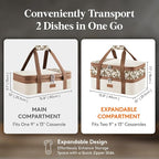 Lifewit Insulated Double Decker Casserole Carrier, Expandable Lasagna Lugger - Image 2