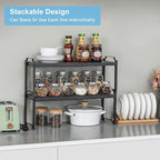 1 Pack Expandable Cabinet Countertop Shelves, Stackable Shelves Organizers - Image 3