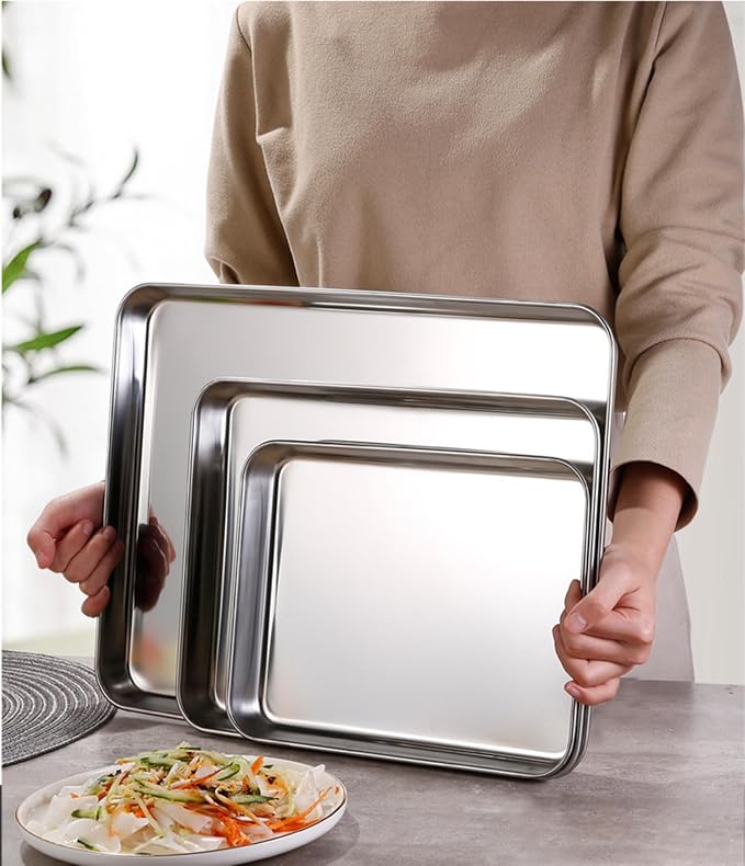 Small Cookie Baking Sheet Pans Stainless Steel 304 Tiny Serving Tray 12.4 x9.6 - Image 7