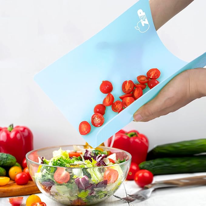 ZVP Plastic Cutting Boards for Kitchen, Flexible Cutting Mats, Gradient Blue - Image 4