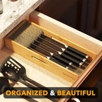 SpaceAid Knife Drawer Organizer Bamboo Insert Dock, Kitchen Steak Knives Holder - Image 4