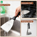 Griddle Scraper，Stainless Steel Grill Scraper, Slant Edge Metal Spatula - Image 6
