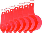 Red Measuring Cups and Spoons Set 15, 7 Plastic Measuring Cup Set, 7 Spice Long - Image 2