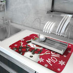 Winter Snowman Dish Drying Mat for Kitchen Counter 18x24 Inch Christmas Dish - Image 5