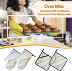 White Gold Marble Oven Mitts and Heat Resistant Pads - Image 7