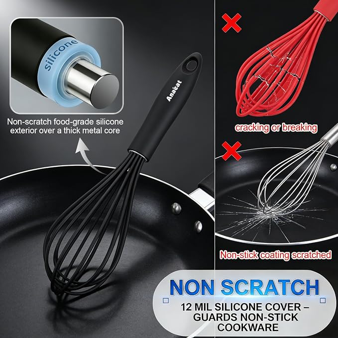 Anaeat Kitchen Whisk Set of 5, Egg Beater Milk ​Blender - Image 3