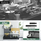 2-Tier Dish Rack with Drainboard: Large Capacity Anti-Rust Kitchen Counter - Image 6