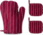 4Pcs Oven Mitts and Pot Holders, Heat Resistant Oven Mitts Set by CoekMoed