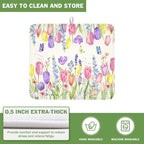 Spring Floral Dish Drying Mat for Kitchen Counter Easter Tulip Lavender Flower - Image 5
