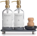 Kitchen Soap Dispenser Set - 16OZ Clear Glass Bottle by ORCHID+HOME