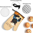 Funny Black Cat Oven Mitts and Pot Holders Set, Heat Resistant Cute Oven Gloves - Image 5
