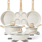 13 Pcs Pots and Pans Set, Nonstick Cookware Sets White Granite Induction by SODAY