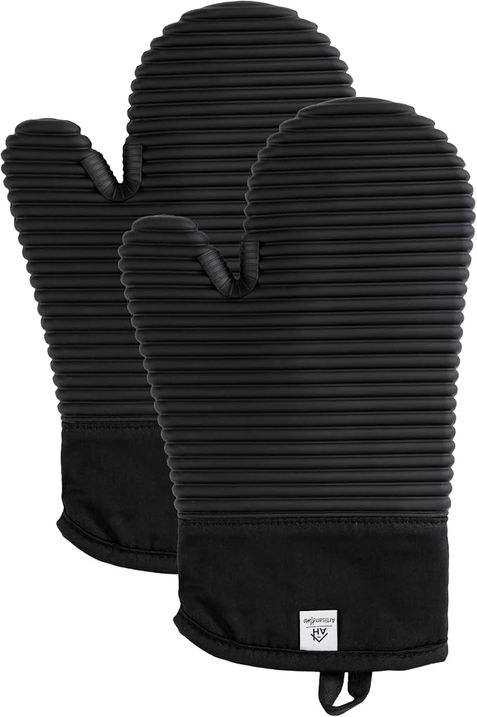 Extra Long Silicone Oven Mitts | Heat Resistant 500°F BPA-Free Food Grade by AH+Artisan+Home