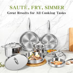 Triple Ply Stainless Steel Pots and Pans Set, EWFEN 12 Piece Induction Cookware - Image 3