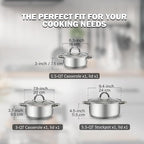 Cook N Home 6-Piece Stainless Steel Pots Set, 1.5 & 3 Qt Sauce Pots - Image 3