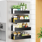 Vetacsion 4 Pack Moveable Fridge Magnetic Spice Racks, Metal Black - Image 8
