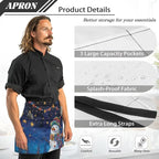 Server Apron with 3 Pockets, Waterproof Oil Waitress Waiter Half Apron - Image 6