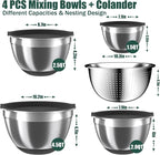 Mixing Bowls with Airtight Lids Set, 4 Stainless Steel Bowls Nesting Bowls & - Image 2