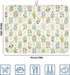 Floral Dish Drying Mat for Kitchen Counter Spring Summer Wild Flowers Diamond - Image 2
