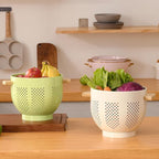Metal Colander with Wood Handle and Stable Base, 5.5 Quart Powder Coated Steel - Image 7