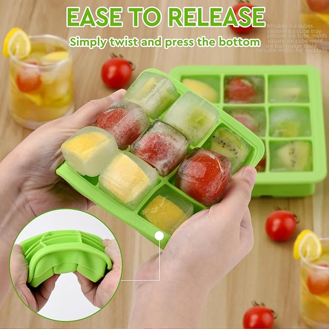 Silicone Ice Cube Trays with Lid, 9x1.3 inch, BPA Free, Small Ice Cube Trays - Image 4