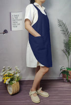 Cotton Cross Back Aprons Solid Color Cooking Kitchen Garden Smock - Image 6