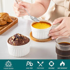 vancasso 6 oz Ramekins with Lid, Porcelain Creme Brulee Souffle Dishes - Image 5