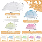 Tanlade 16 Pcs Mesh Food Cover Food Tent Set Reusable Collapsible Pop up Food - Image 2