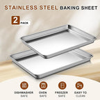 Baking Sheet Set of 2, Commercial Grade Stainless Steel Cookie Sheets - Image 5