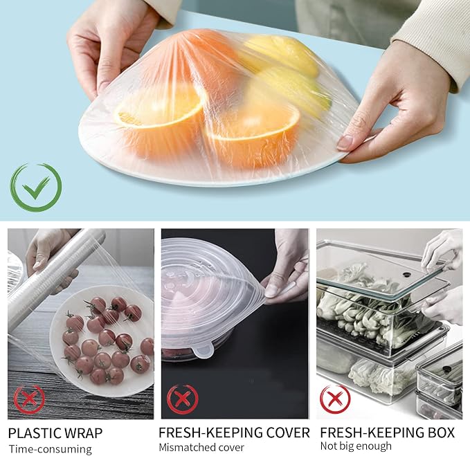 Homelove 150pcs Plastic Bowl Covers Food Cover Dish Covers, Reusable Elastic - Image 7